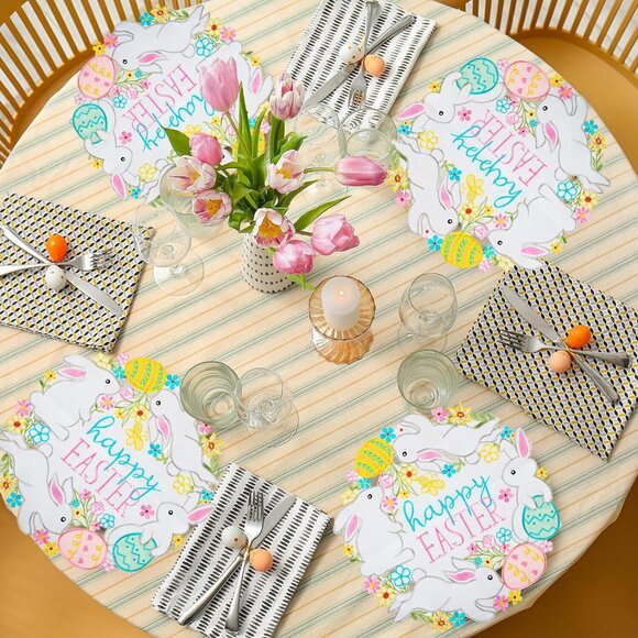 Set of 4 Easter Placemats 15 Inch Eggs and Bunny Round Embroidery Placemats - Picture 4 of 5